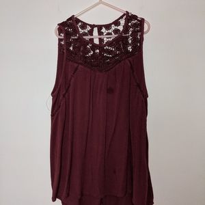 Charlotte Russe lacey burgundy tank top